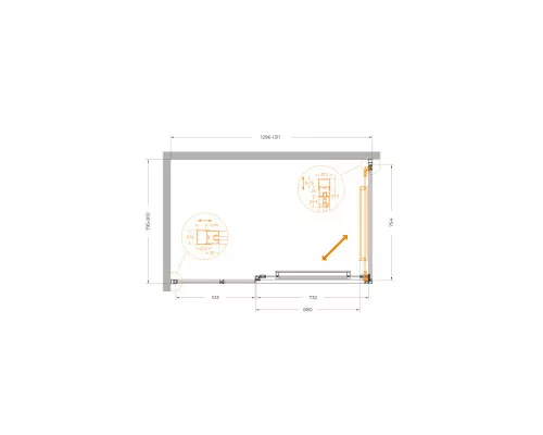 Душевой уголок CEZARES LUX-AH-FS-11-130/80-C-CR, 130х80 см, профиль хром глянцевый, стекло прозрачное