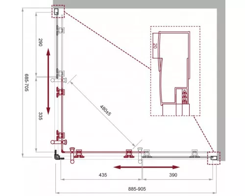 Душевой уголок BelBagno UNO-195-AH-2-90/70-P-Cr