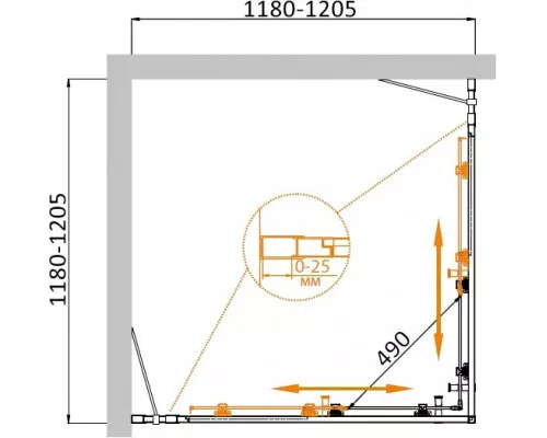 Душевой уголок CEZARES MOLVENO-A-22-90+30-C-BORO-IV