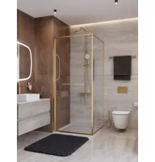 Душевой уголок CEZARES LUX-A-FS-1-90-C-BORO, 90х90 см, профиль брашированное золото, стекло прозрачное