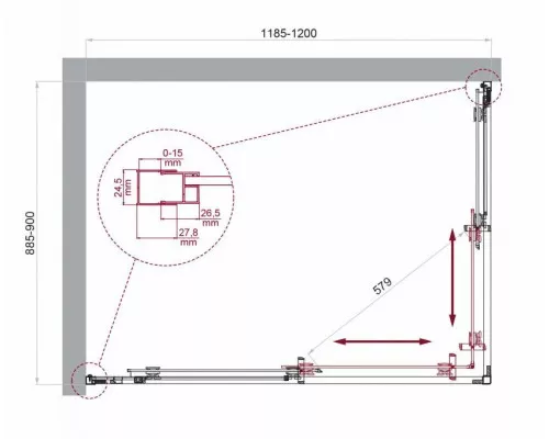 Душевой уголок BelBagno LUCE-AH-2-120/90-C-Cr