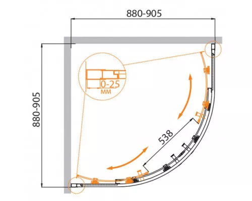 Душевой уголок CEZARES MOLVENO-R-2-90-C-GM-IV