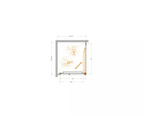Душевой уголок CEZARES LUX-AH-FS-1-70/80-C-CR, 70х80 см, профиль хром глянцевый, стекло прозрачное