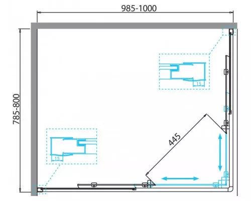 Душевой уголок BelBagno DUE-AH-2-100/80-C-Cr