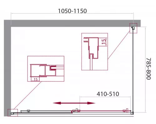 Душевой уголок BelBagno UNIQUE-AH-1-100/115-80-C-Cr