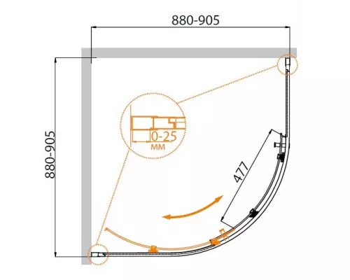Душевой уголок CEZARES MOLVENO-R-1-90-P-Cr