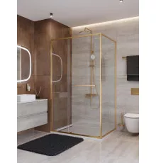 Душевой уголок CEZARES LUX-AH-FS-11-120/90-C-BORO, 120х90 см, профиль брашированное золото, стекло прозрачное
