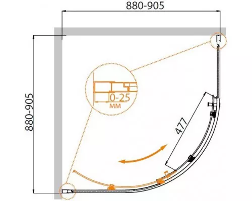 Душевой уголок CEZARES MOLVENO-R-1-90-C-GM-IV
