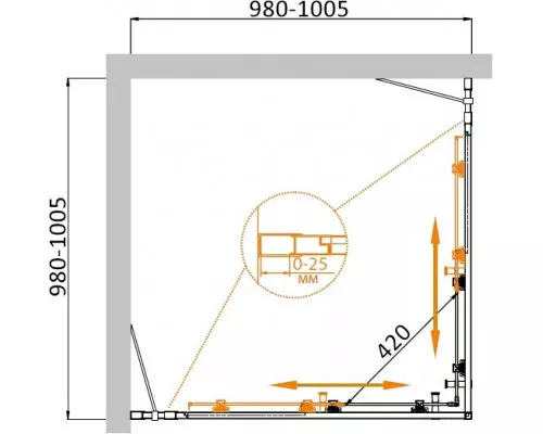 Душевой уголок CEZARES MOLVENO-A-22-80+20-C-Cr-IV
