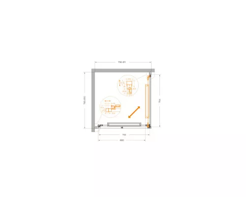 Душевой уголок CEZARES LUX-A-FS-1-80-C-CR, 80х80 см, профиль хром глянцевый, стекло прозрачное