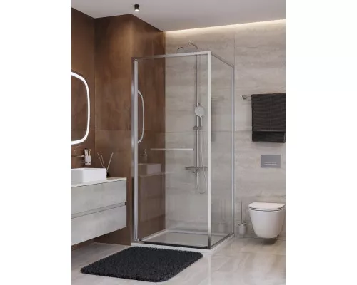 Душевой уголок CEZARES LUX-A-FS-1-80-C-CR, 80х80 см, профиль хром глянцевый, стекло прозрачное