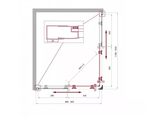 Душевой уголок BelBagno UNO-195-AH-2-120/90-C-NERO