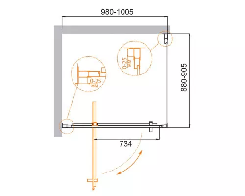 Душевой уголок CEZARES MOLVENO-AH-1-100/90-C-Cr-IV