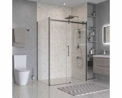 Душевой уголок BelBagno MARINO-2-AH-1-150/100-C-GM 150х100 см, профиль оружейная сталь, стекло прозрачное