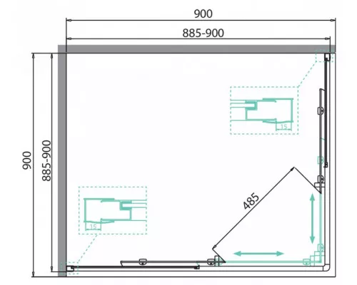 Душевой уголок BelBagno DUE-A-2-90-P-Cr