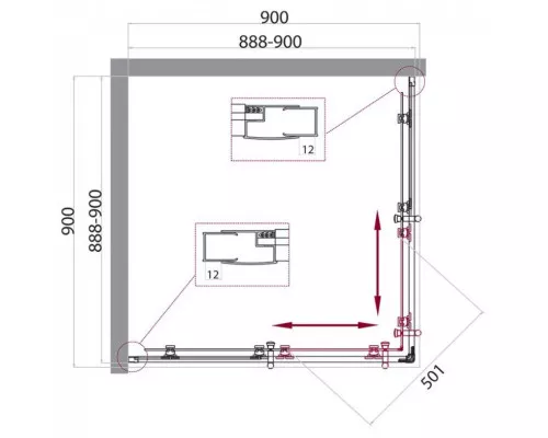 Душевой уголок BelBagno UNO-195-A-2-90-C-NERO