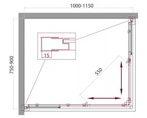 Душевой уголок BelBagno UNIQUE-AH-2-100/115-75/90-M-Cr