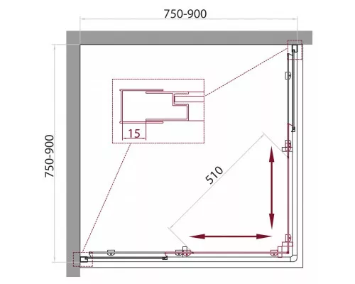 Душевой уголок BelBagno UNIQUE-A-2-75/90-M-Cr