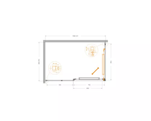 Душевой уголок CEZARES LUX-AH-FS-11-140/90-C-GM, 140х90 см, профиль оружейная сталь, стекло прозрачное