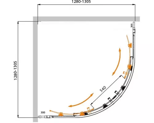 Душевой уголок CEZARES MOLVENO-R-22-100+30-C-Cr-IV