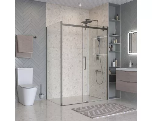 Душевой уголок BelBagno MARINO-2-AH-1-150/100-C-GM 150х100 см, профиль оружейная сталь, стекло прозрачное