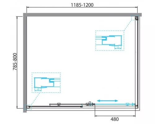 Душевой уголок BelBagno DUE-AH-1-120/80-C-CR