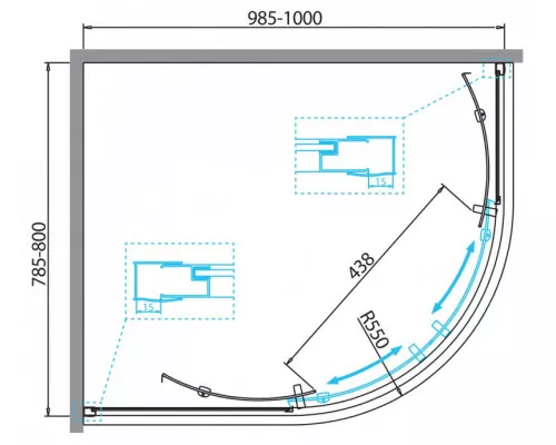 Душевой уголок BelBagno DUE-RH-2-100/80-C-Cr