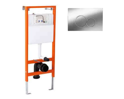 Инсталляция для подвесного унитаза в комплекте с клавишей смыва с круглыми кнопками BelBagno BB097SET.R.CR