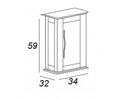 Шкафчик подвесной с одной распашной дверцей, реверсивный CEZARES 54962 Blu Petrolio