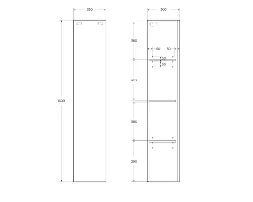 Пенал подвесной BelBagno KRAFT-1600-1A-SC-CO универсальный, Бежевый матовый