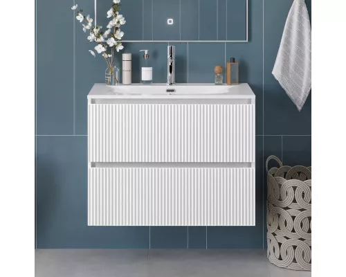 Тумба с раковиной подвесная 90 см, BelBagno UNO-900-2C-SO-BO Bianco Opaco, раковина белая BB-8099-90