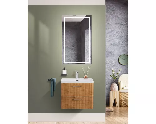 Подвесная тумба с раковиной Belbagno DUE 60 см Rovere Nature DUE-600-2C-SO-RN-P + BB-8076-3-60