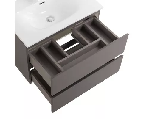 Тумба с раковиной подвесная BelBagno KRAFT-600-2C-SO-GSO, 60см, Темно-Серый Матовый, раковина белая BB-8099-60