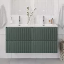 Тумба с раковиной подвесная 120 см, BelBagno UNO-1200-4C-SO-VO Еловый матовый, раковина белая BB-8099-120-2 с 2-я чашами