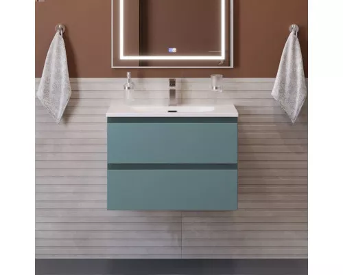 Тумба с раковиной подвесная BelBagno KRAFT-600-2C-SO-AO, 60 см, Голубой Матовый, раковина белая BB-8099-60