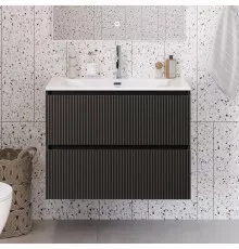 Тумба с раковиной подвесная 70 см, BelBagno UNO-MINI-700-2C-SO-GSO Темно-Серый матовый, раковина белая BB-8099-3-70