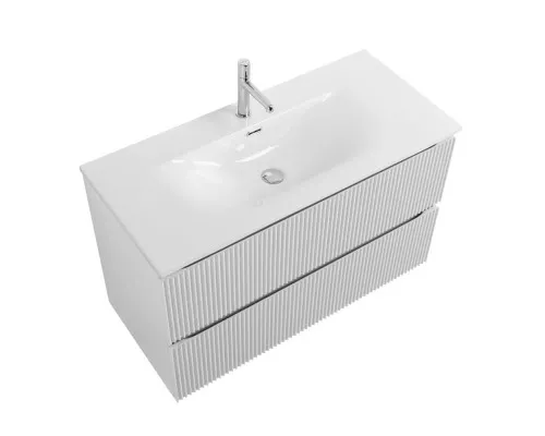 Тумба с раковиной подвесная 100 см, BelBagno UNO-1000-2C-SO-BO Bianco Opaco, раковина белая BB-8099-100