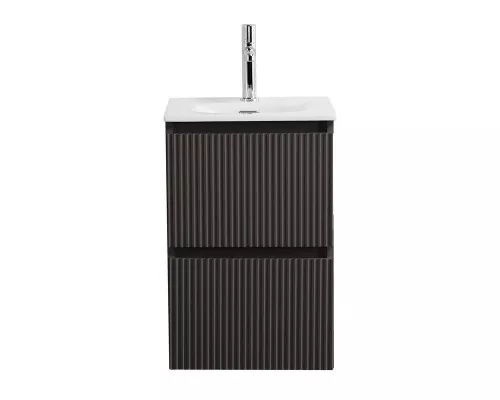 Тумба с раковиной подвесная 40 см, BelBagno UNO-MINI-400-2C-SO-GSO Темно-Серый матовый, раковина белая BB-8099-3-40