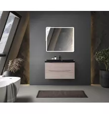 Тумба с раковиной подвесная BelBagno MARINO-800 Rovere Grigio, раковина черная BB800/450-LV-ART-AST-NERO