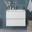 Тумба с раковиной подвесная 80 см, BelBagno UNO-800-2C-SO-BO Bianco Opaco, раковина белая BB-8099-80