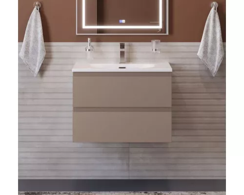 Тумба с раковиной подвесная BelBagno KRAFT-700-2C-SO-CO, 70 см, Бежевый Матовый, раковина белая BB-8099-70