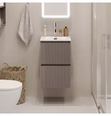 Тумба с раковиной подвесная 40 см, BelBagno UNO-MINI-400-2C-SO-CO Бежевый матовый, раковина белая BB-8099-3-40