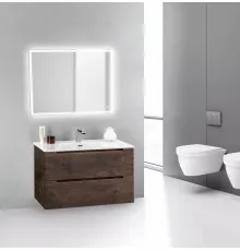 Тумба с раковиной подвесная 80 см, BelBagno ETNA39-800/390-2C-SO-RW-P Rovere Moro, раковина BB800/390ETL белая