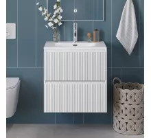 Тумба с раковиной подвесная 60 см, BelBagno UNO-600-2C-SO-BO Bianco Opaco, раковина белая BB-8099-60