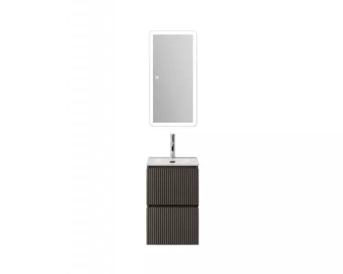Тумба с раковиной подвесная 40 см, BelBagno UNO-MINI-400-2C-SO-GSO Темно-Серый матовый, раковина белая BB-8099-3-40