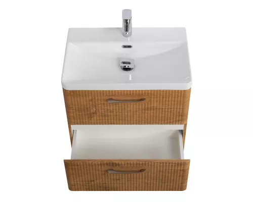 Подвесная тумба с раковиной Belbagno DUE 60 см Rovere Nature DUE-600-2C-SO-RN-P + BB-8076-3-60