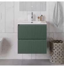 Тумба с раковиной подвесная 60 см, BelBagno UNO-600-2C-SO-VO Еловый матовый, раковина белая BB-8099-60