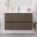 Тумба с раковиной подвесная 120 см, BelBagno UNO-1200-2C-SO-CO Бежевый матовый, раковина белая BB-8099-120