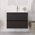 Тумба с раковиной подвесная 80 см, BelBagno UNO-800-2C-SO-GSO Темно-Серый матовый, раковина белая BB-8099-80