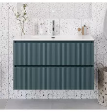 Тумба с раковиной подвесная 90 см, BelBagno UNO-MINI-900-2C-SO-AO Голубой матовый, раковина белая BB-8099-3-90